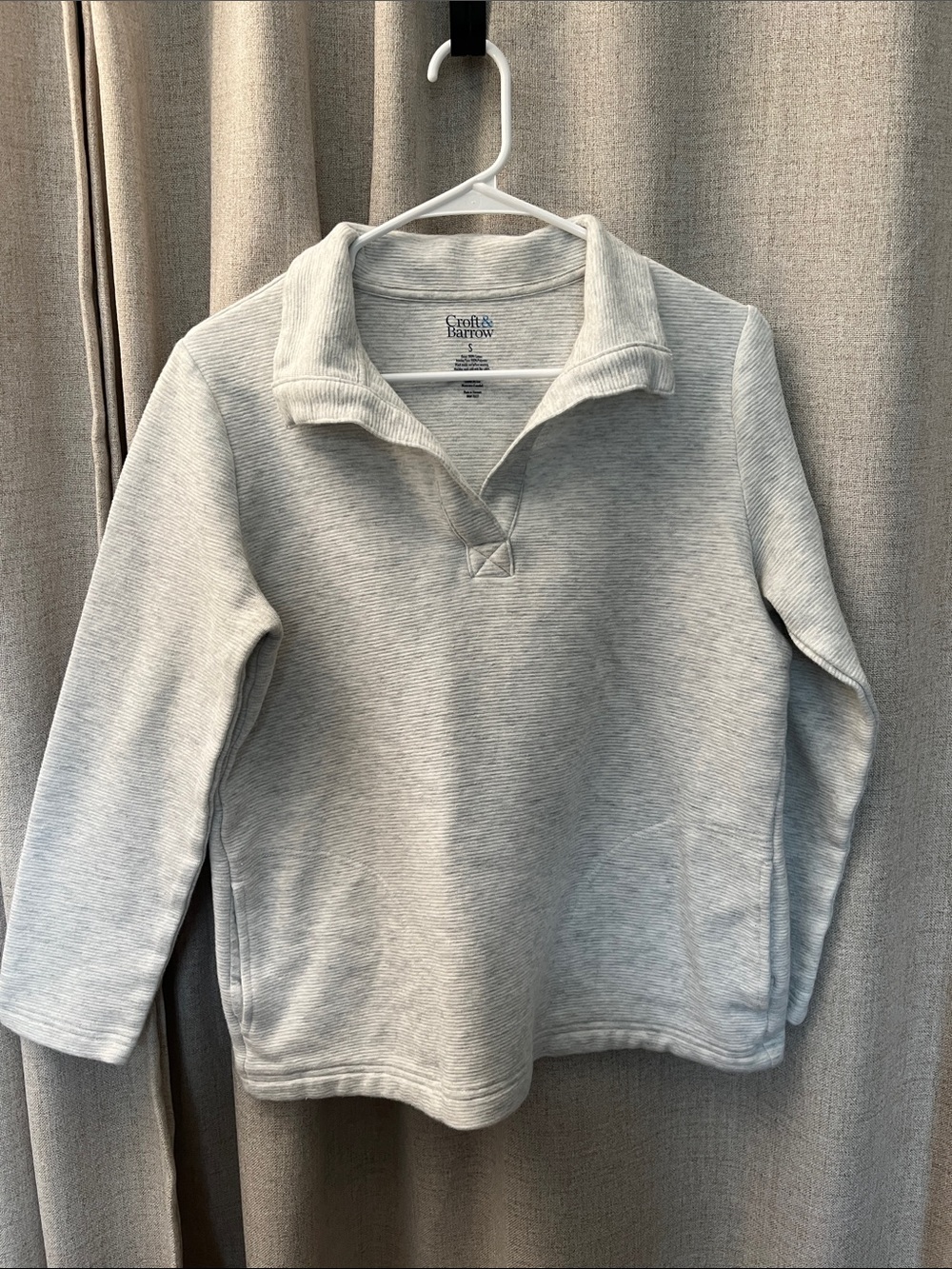 croft & barrow light heather gray 3/4 sleeve pullover